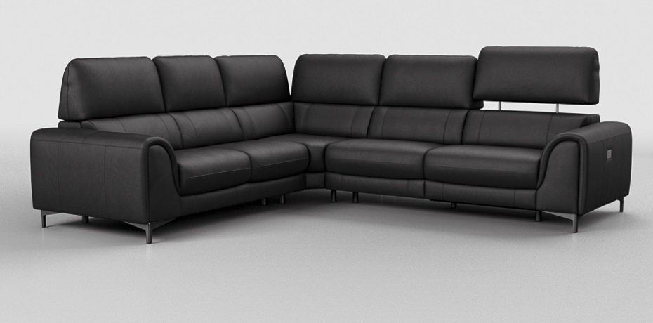 Zugognago - large corner sofa with 1 electric recliner - left peninsula